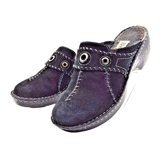 Bjorndal Women's Clogs Shoes Wedge Mules Sygma Black Leather Platform Size 7 M - Picture 2 of 10